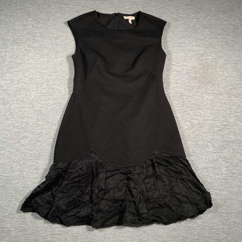 Rebecca Taylor Dress Womens 6 Black Sleeveless Textured‎ Ruffle Hem Cocktail